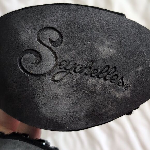 Seychelles size 8 Black Rhinestone Open Toe Heels with Ankle Strap - Picture 3 of 14